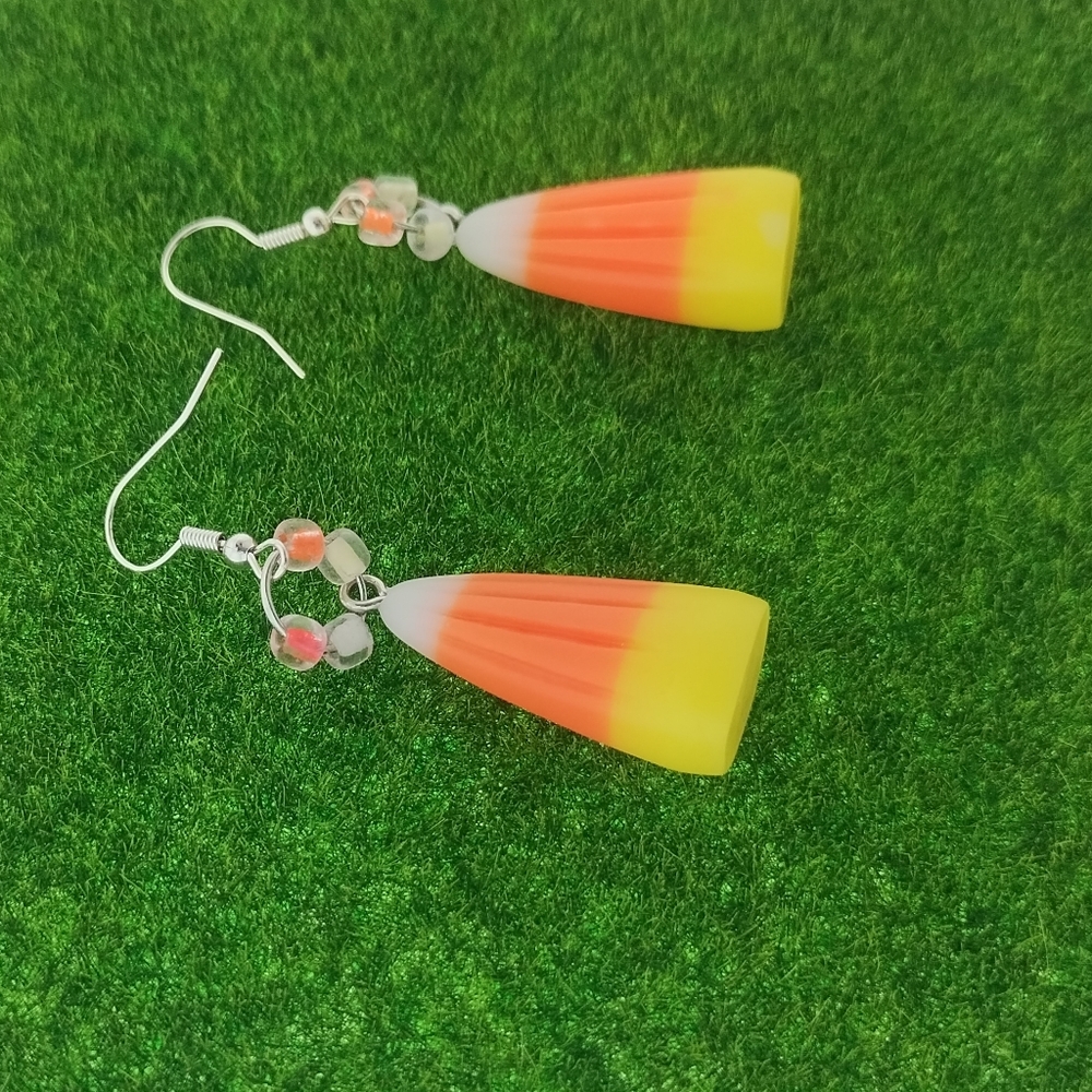 LAST ONE Candy Corn Handmade earrings MadeByCJ - Picture 2 of 5